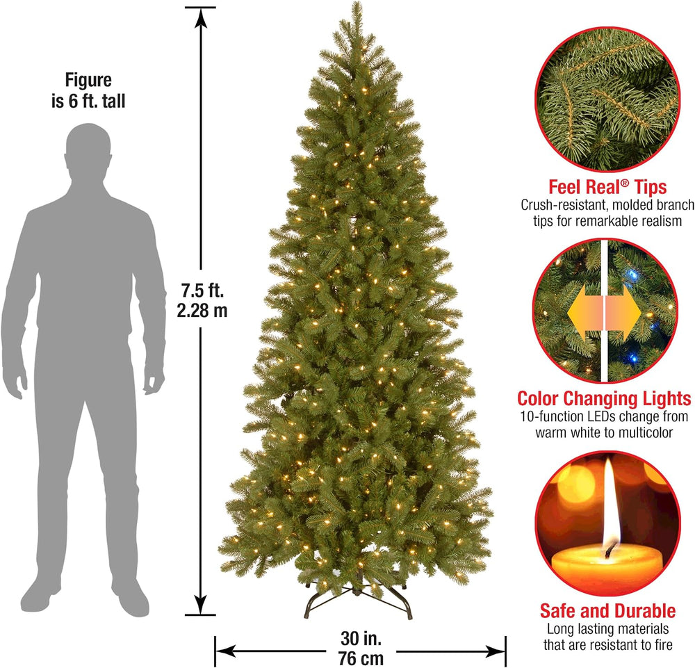National Tree Company 7ft Pre-Lit Downswept Douglas Fir Slim Christmas Tree