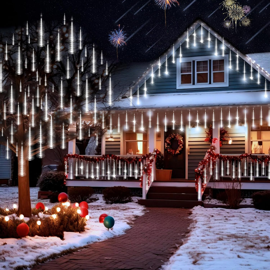 knonew 1080 led 30 tubes meteor shower lights, front angle view