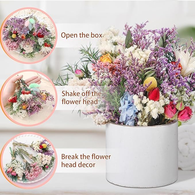 10/12/24/36 Pack Mini Dried Flowers for Vase Wedding Various Mini Bouquet Dried Small Wildflowers Natural Flowers Bulk for Crafts DIY Decor (36, Romantic Colour)