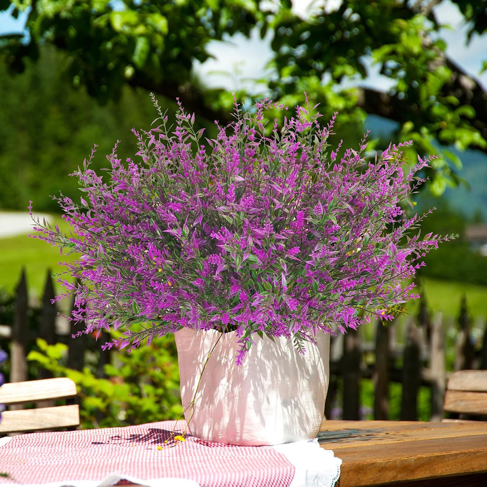 42 Pcs Fake Lavender Flowers Outdoor UV Resistant Faux Plastic Lavender Flowe...