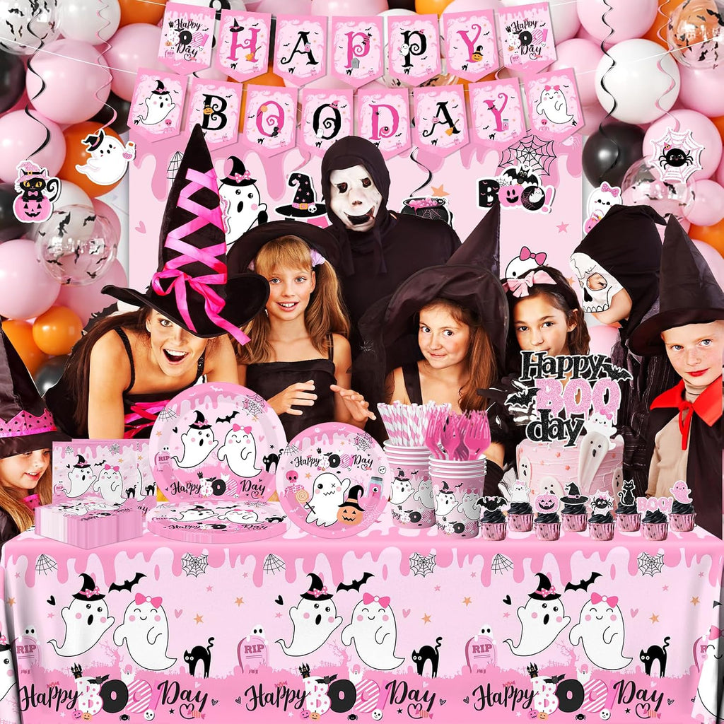 Halloween Birthday Party Decorations Serve 24, Pink Halloween Tableware