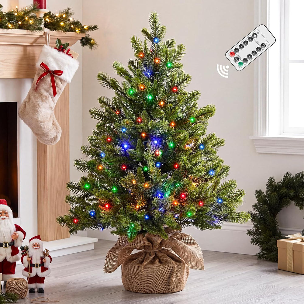 Brightown 2ft Pre-lit Artificial Mini Christmas Tree, Small Tabletop Decor