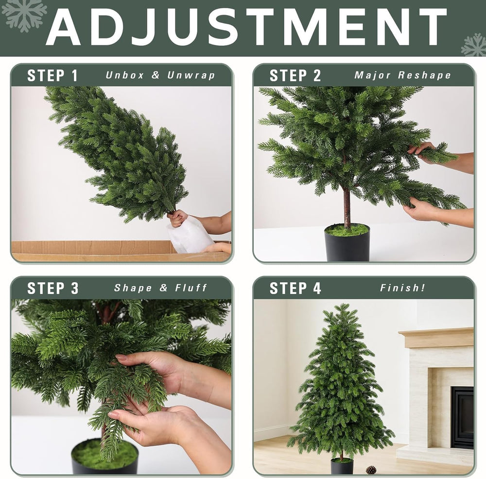 2Pcs 4FT Artificial Norfolk Pine Christmas Potted Trees for Porch Decor