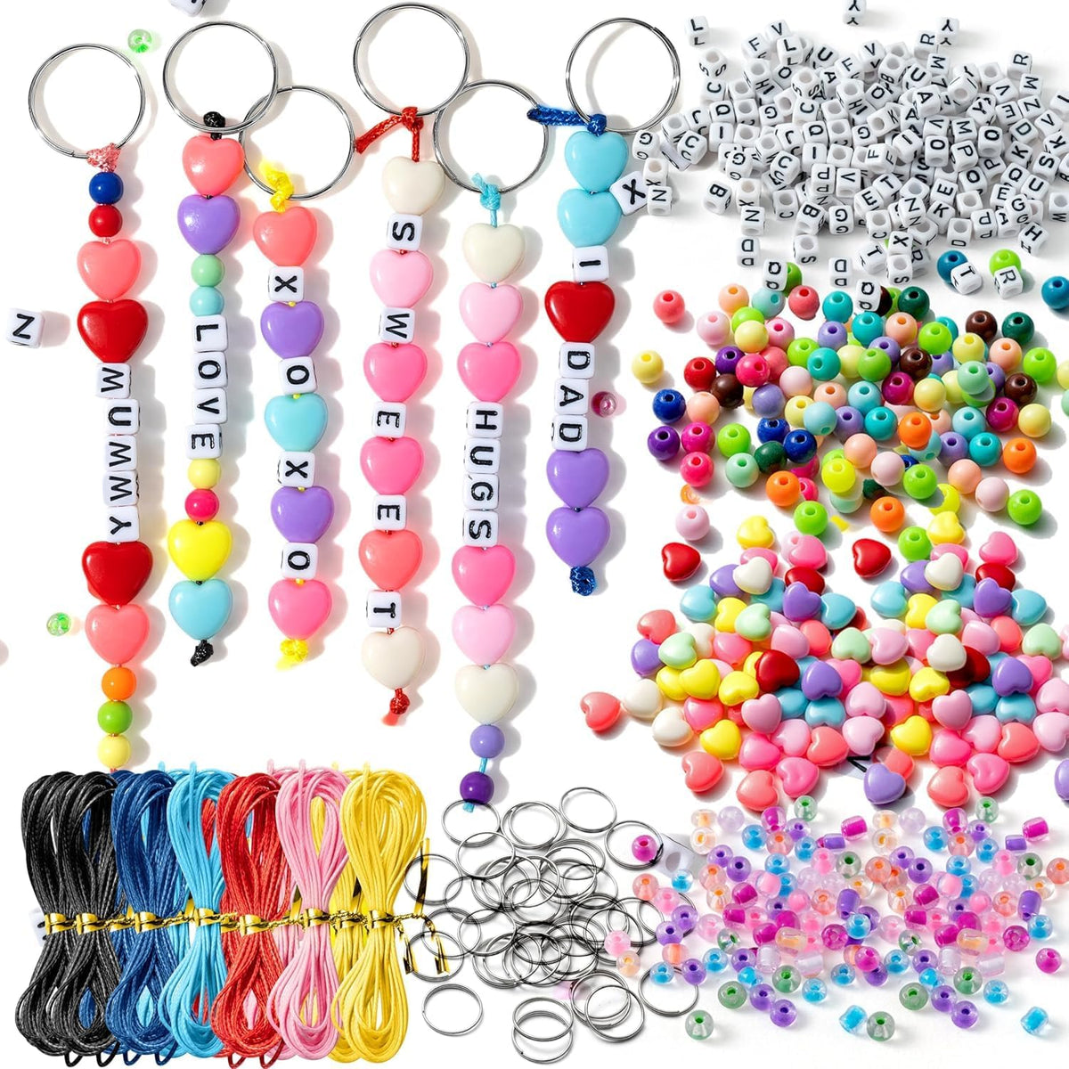 WATINC Bead Keychain Making Kit, DIY Name Beads Key Chain Craft 1716Pcs