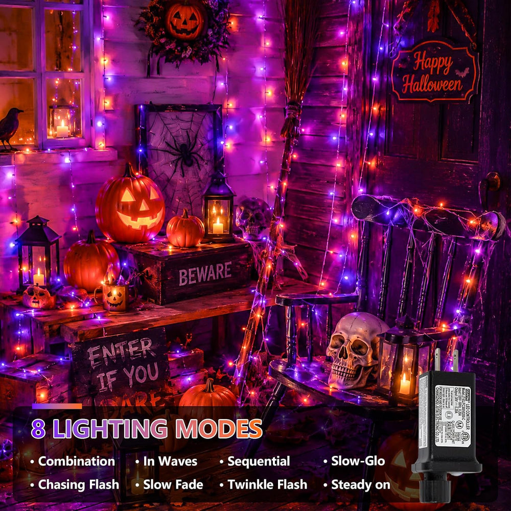 YEGUO 165ft 500 LED Halloween Lights Outdoor Waterproof, Clear Wire Christmas...