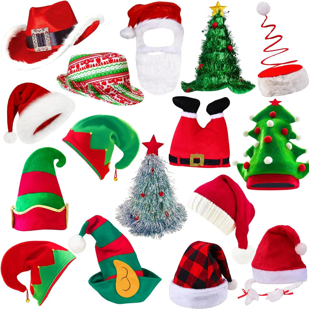 12 Assorted Funny Christmas Hats Santa Elf Hat for Adult Teen