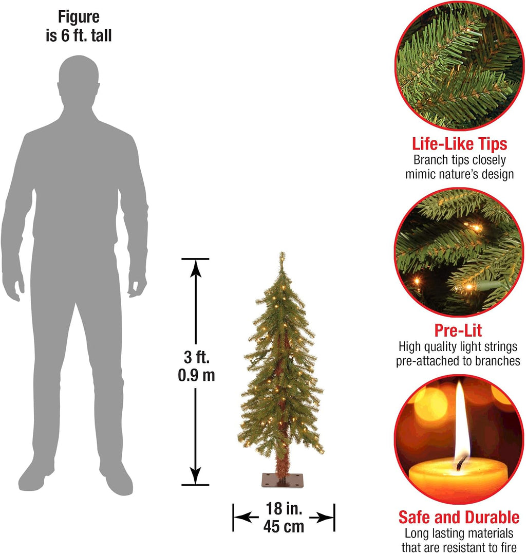 national tree company 3ft pre-lit hickory cedar mini, side view