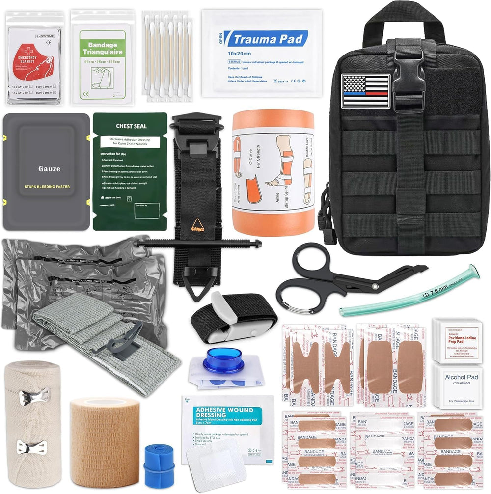 IFAK Trauma Kit with Tourniquet, 6-Inch Israeli Bandage, Splint, First Aid Ki...