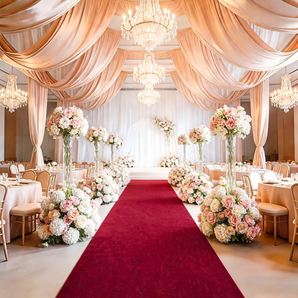 FUHSY Aisle Runner Burgundy Velvet Aisle Runners 4FTx20FT Wedding Aisle Floor...