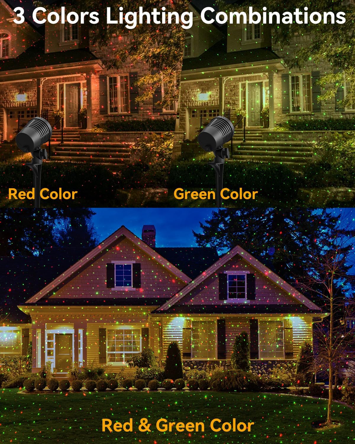 neroupe christmas projector lights outdoor waterproof with remote shown in use