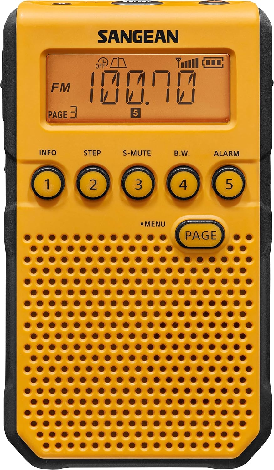 Sangean DT-800YL NOAA Weather Alert Pocket Radio, AM/FM, Yellow