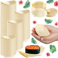 Newtay 500 Pcs Bamboo Boat Plates for Appetizer, Wood Sushi Serving Tray