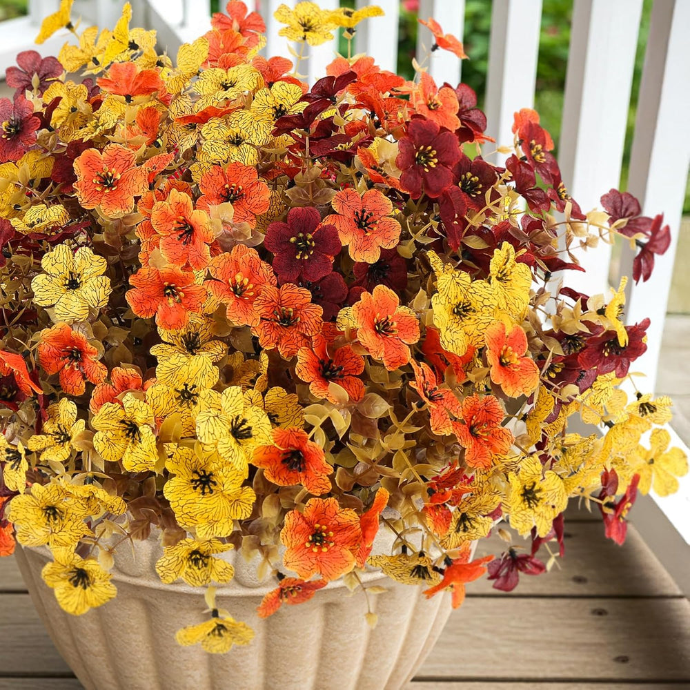 Artificial Fall Flowers Outdoors UV Resistant Fake Mums Bulk Outside Faux Mum...