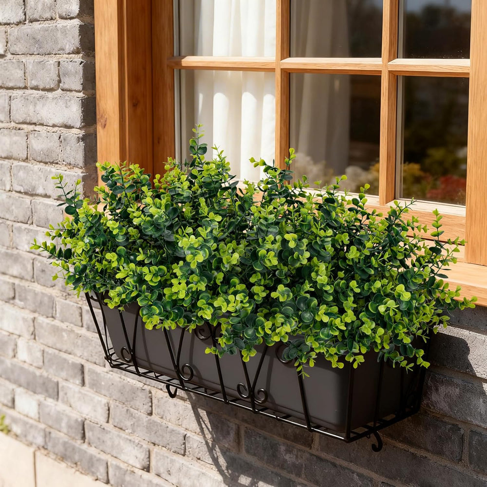 Artificial Fake Greenery Plants Boxwood Shrubs Grass for Outdoor,12 Bundles