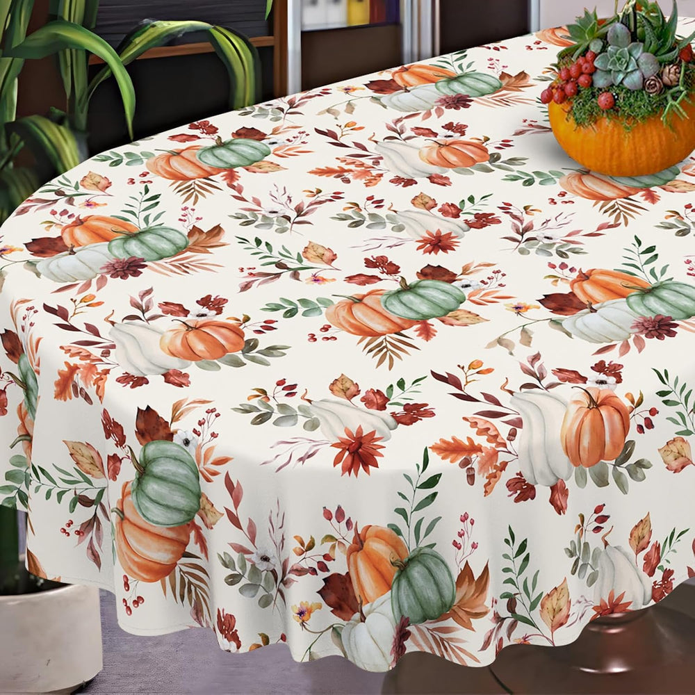 Fall Thanksgiving Tablecloth Waterproof Pumpkin Table Cloths for Autumn Harve...
