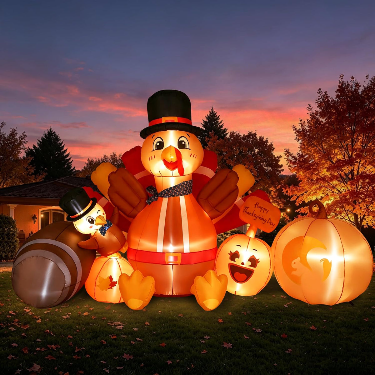 9ft thanksgiving inflatables outdoor decorations inflatable turkey pumpkin shown in use