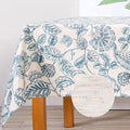 MYSKY HOME Waterproof Tablecloth Rectangle 60x102 Inch Rustic Burlap Tablecloth Spring Floral Linen Table Cover Farmhouse Decoration Rectangle/Oblong for Holiday, Dinner, Indoor and Outdoor Use, Blue