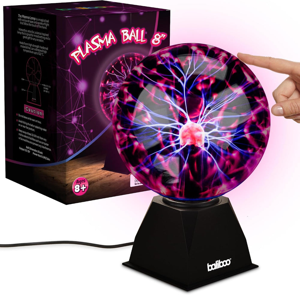 BALIBOO 8" Plasma Ball Light – 12V Power Adapter Plug Plasma Globe Lamp