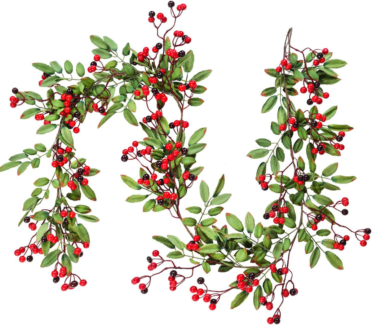 5.83 FT Red Berry Christmas Garland with Pine Cone Garland Artificail Berry Garland Indoor Outdoor Garden Gate Home Decoration for Winter Holiday New Year Decor