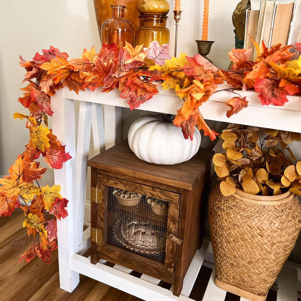 12 Pack Fall Leaf Garland, 5.9Ft Artificial Maple Leaf Garland Fall Leaves Au...