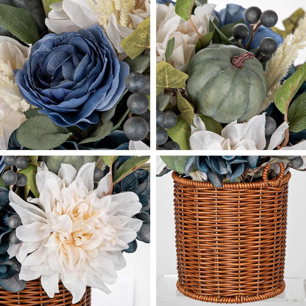 Hollyone 13.8" Fall Flowers Arrangement in Baskets Pot Outdoor Indoor Fa...