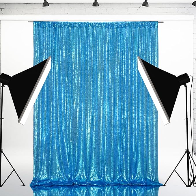 Eternal Beauty Turquoise Sequin Backdrop, 10x10 Ft Glitter Background Curtains for Shimmer Photography Party Wedding Birthday Back Drop Decor