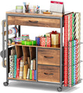 PUNLUXU Wrapping Paper Storage Cart for 12 Rolls with Ribbon Holder 04