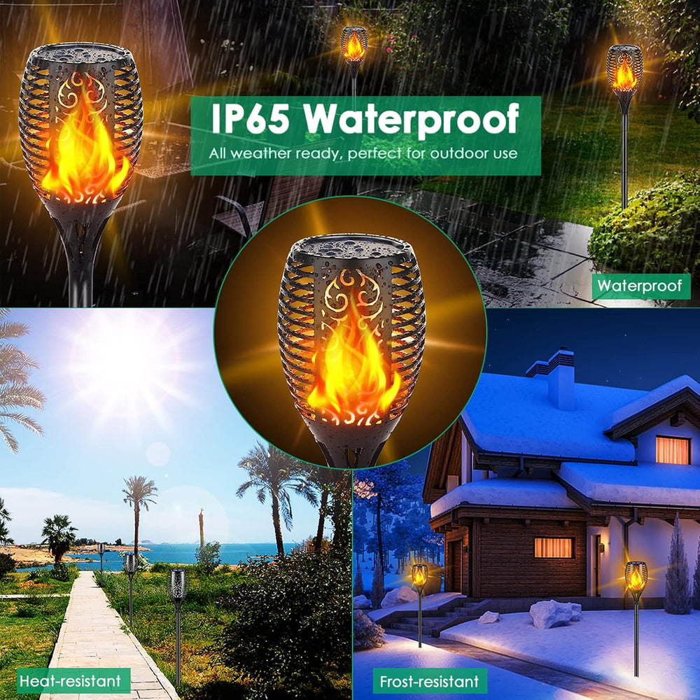 TomCare Flickering Flame Solar Torch Lights Outdoor, 43" Tall, 4 Pack