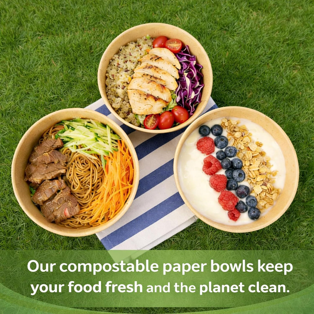 TOPtoper 80 Pcs 30 Oz【WITHOUT LIDS】 Large Paper Bowls Disposable Soup Bowls B...