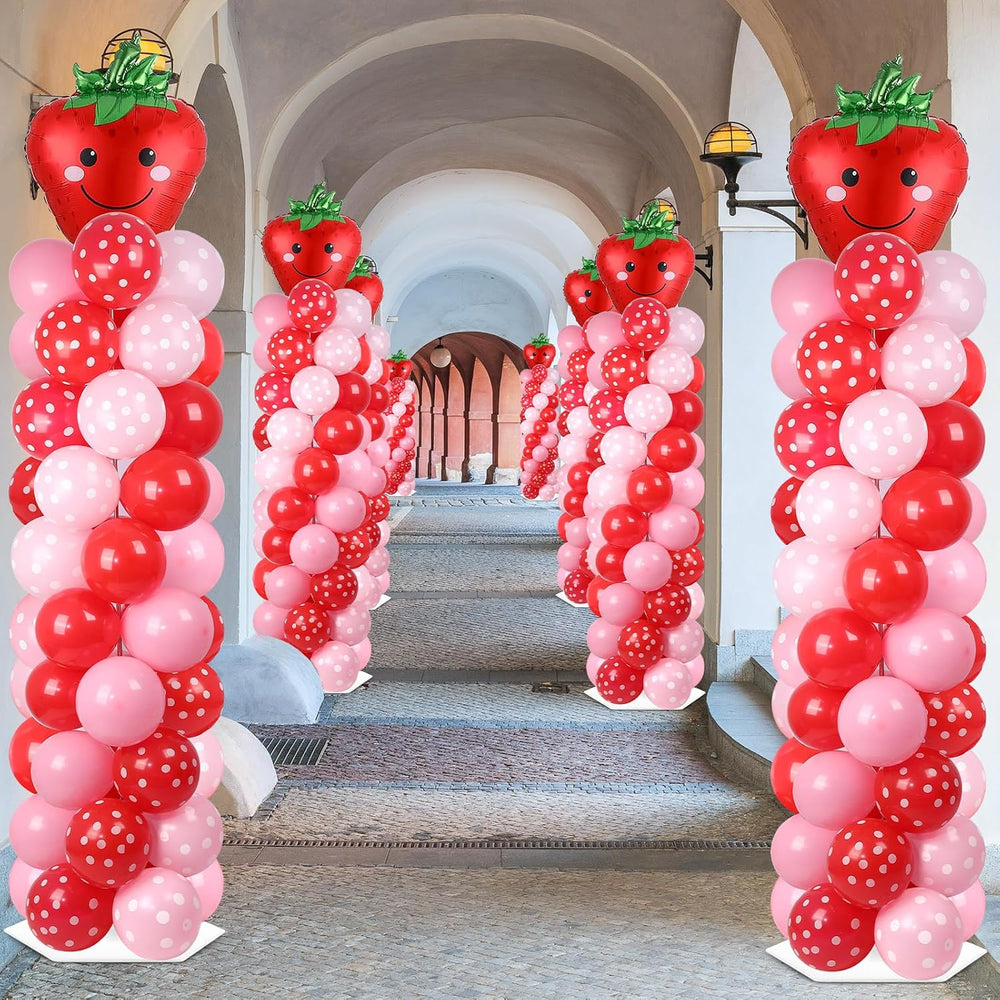 2 Sets Strawberry Balloon Column Stand Adjustable Strawberry Balloon Decor