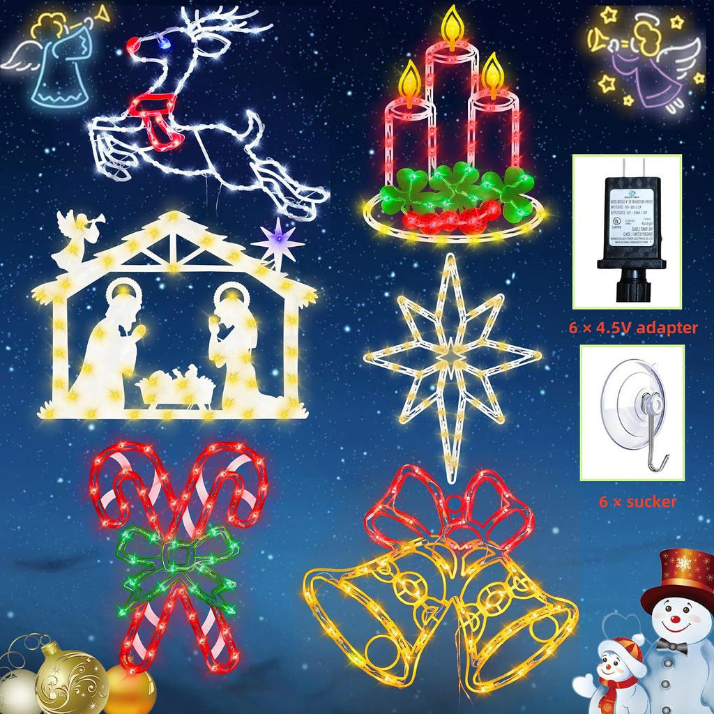 trwymz 16" christmas window silhouette lights decorations showing dimensions