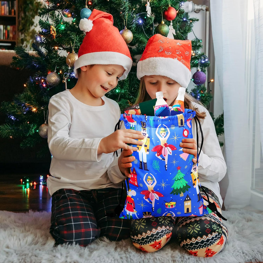 sweetude 24 pcs christmas nutcracker drawstring bags 12, side view