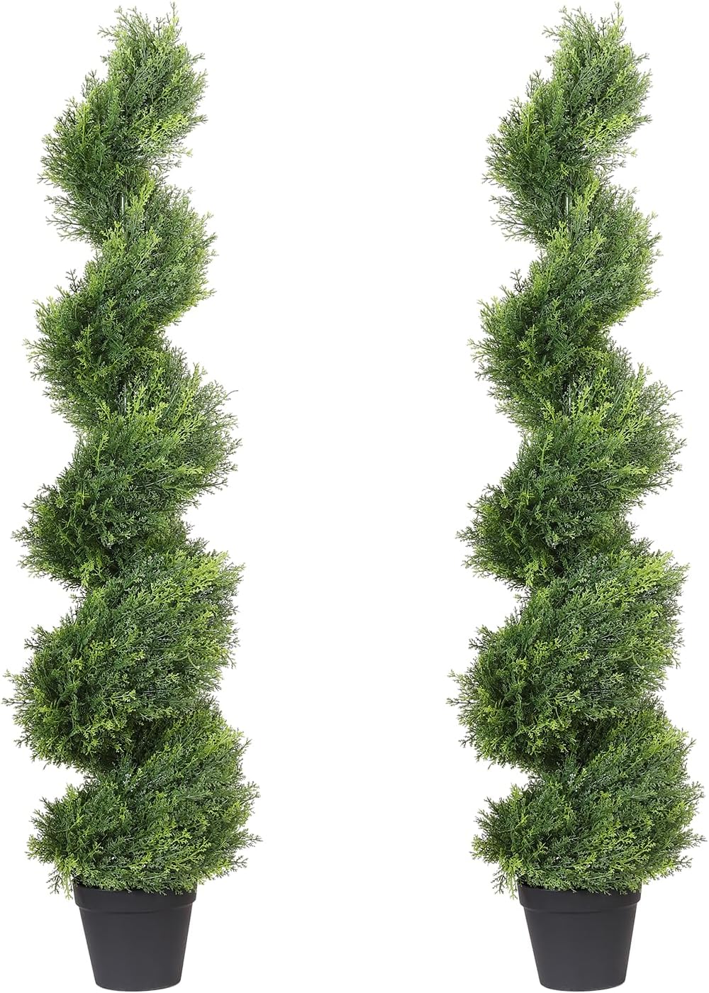 THE BLOOM TIMES 4ft Tall Spiral Topiary Trees Artificial Outdoor Set of 2