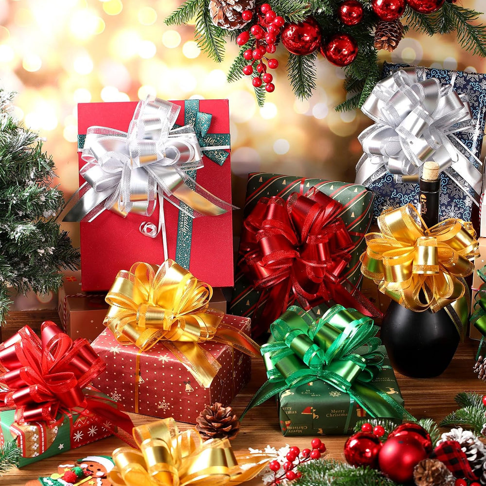 Riceshoot 60 Pcs Christmas Large Pull Bows Ribbon Gift 6 Inch Pastel Gift Wra...