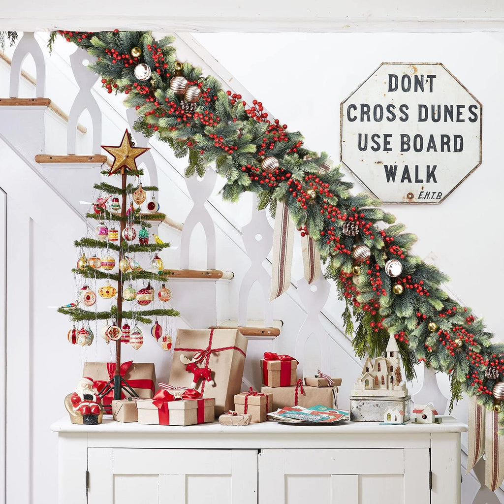 6 Feet Artificial Christmas Pine Garland Clearance, Winter Greenery Garland for Holiday Season Mantel Fireplace Table Runner Centerpiece Décor