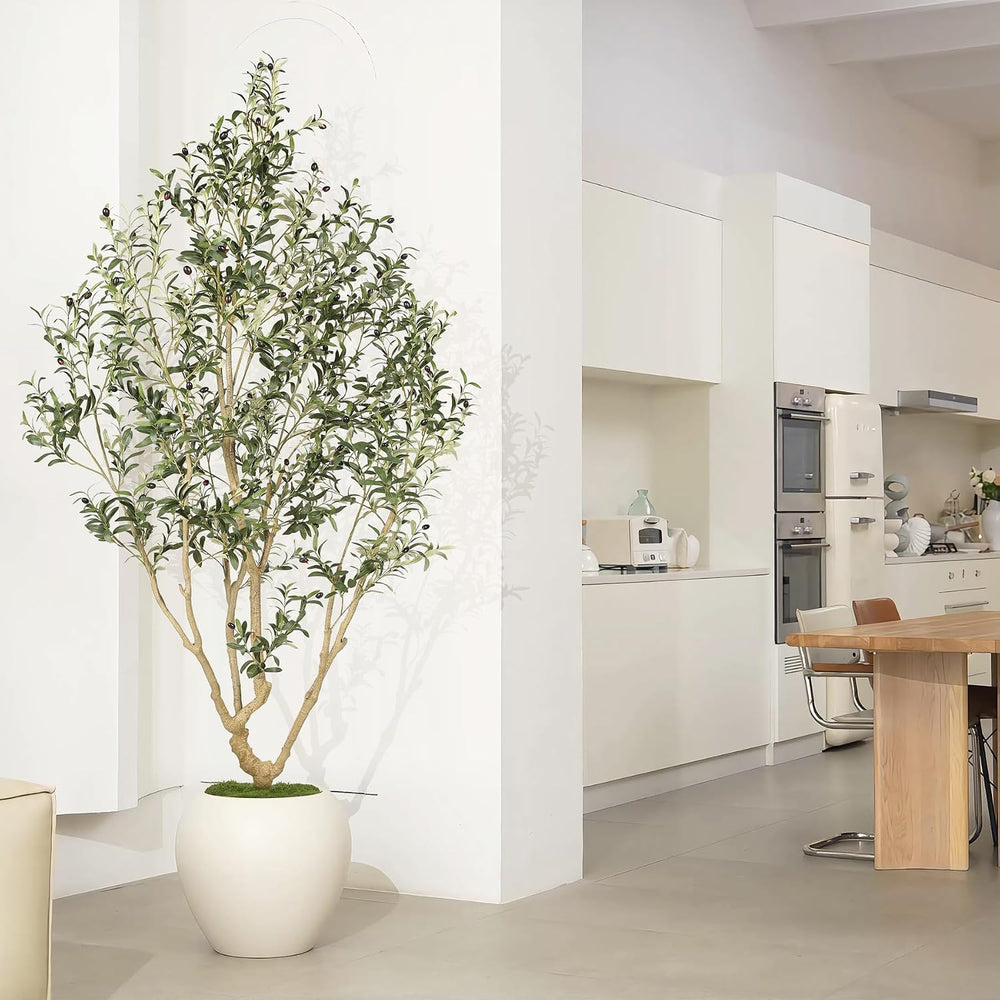 LYERSE Faux Olive Tree 8ft with Large Olive Branches and Lifelike Leaves