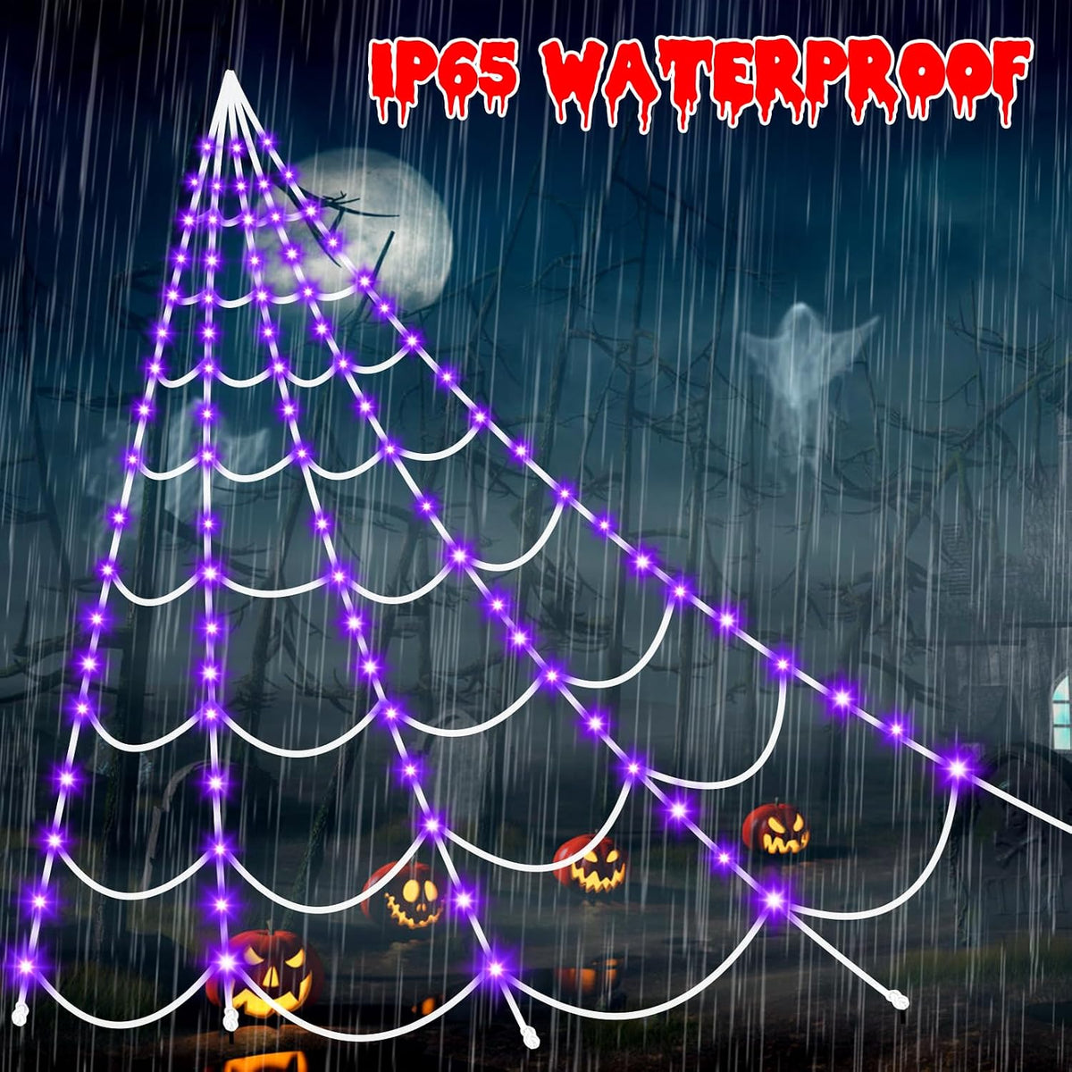 halloween decorations outdoor spider web: giant light up, package contents