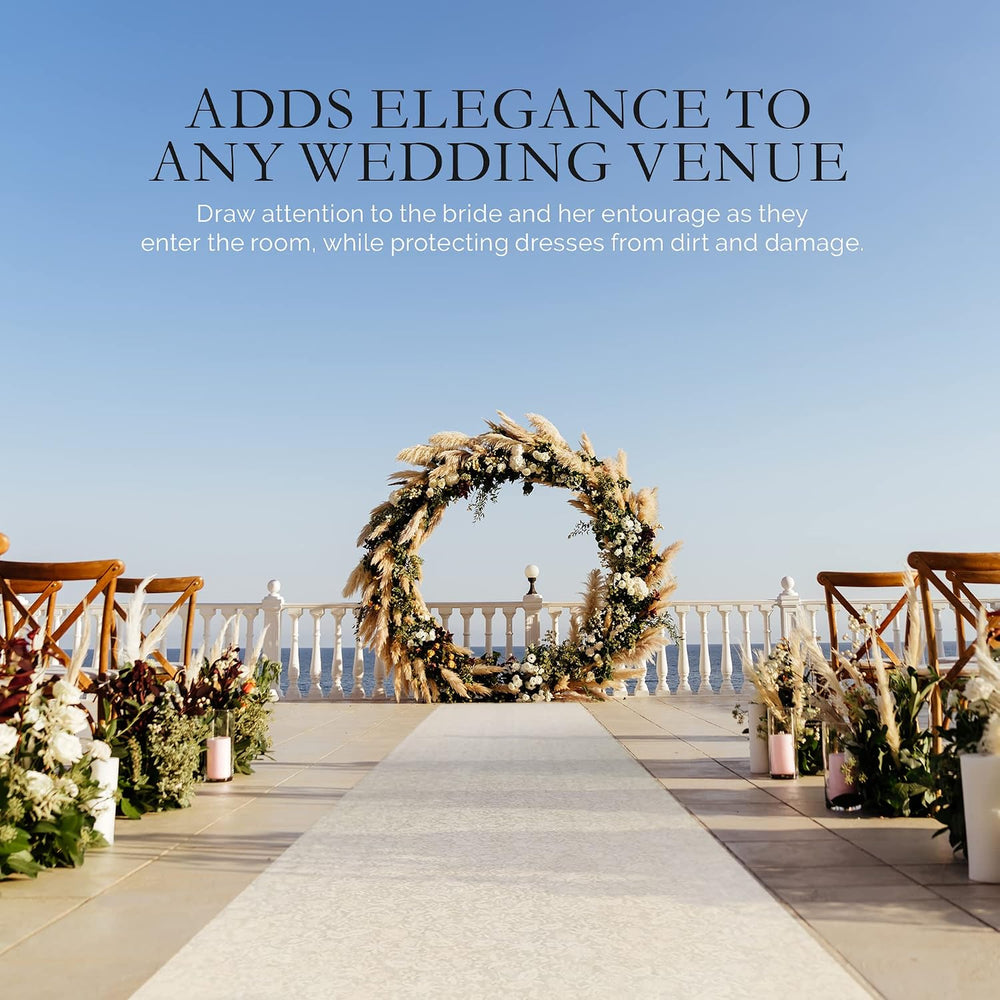 SLS SUPPLY FLORA - Wedding Aisle Runner, White Floral Print Wedding Floor Mus...