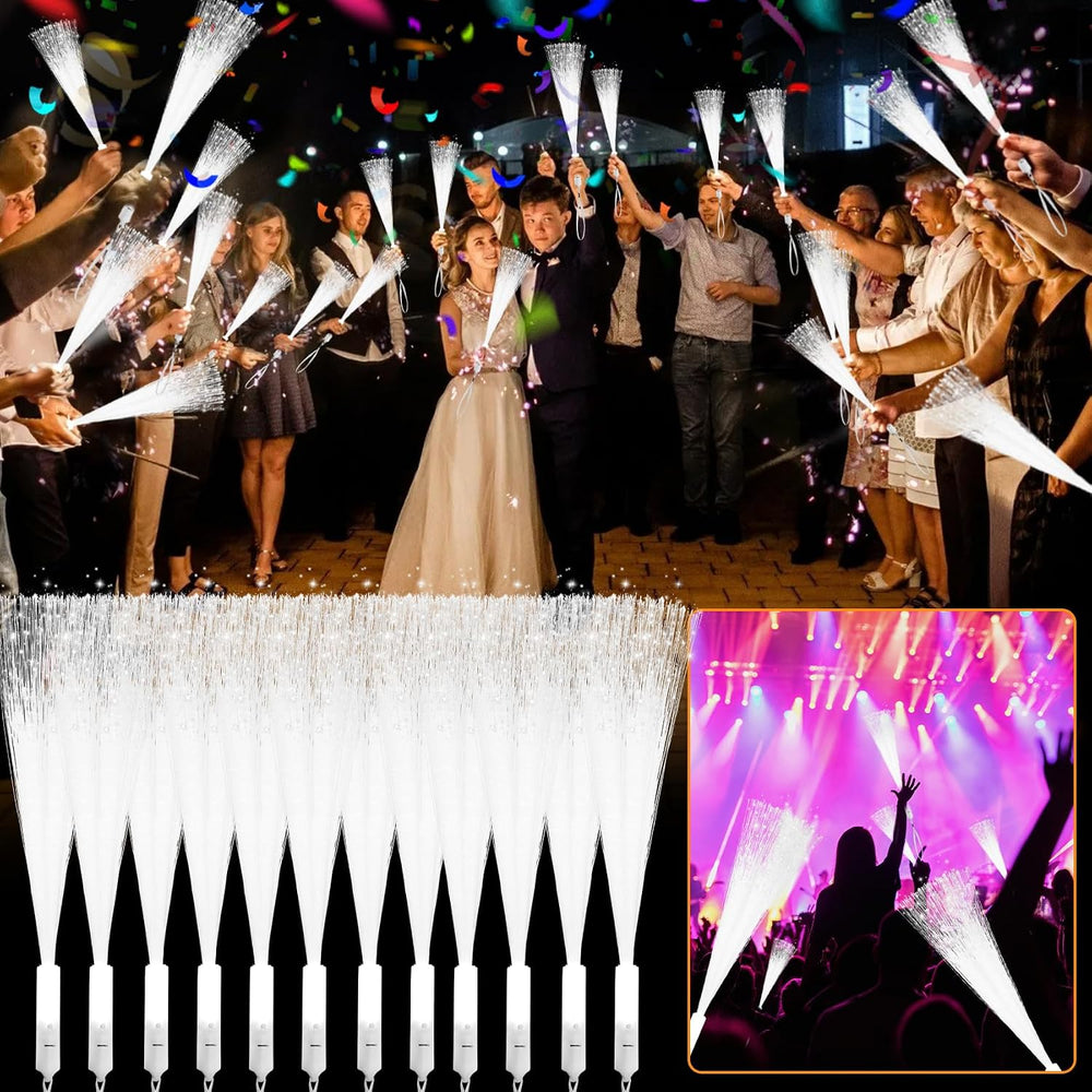 Redants 200 PCS Glow Light Sticks, White LED Fiber Optic Wands