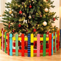 8Pcs 12 Inch Yellow Cartoon Wooden Christmas Tree Fence Christmas Tree Gate