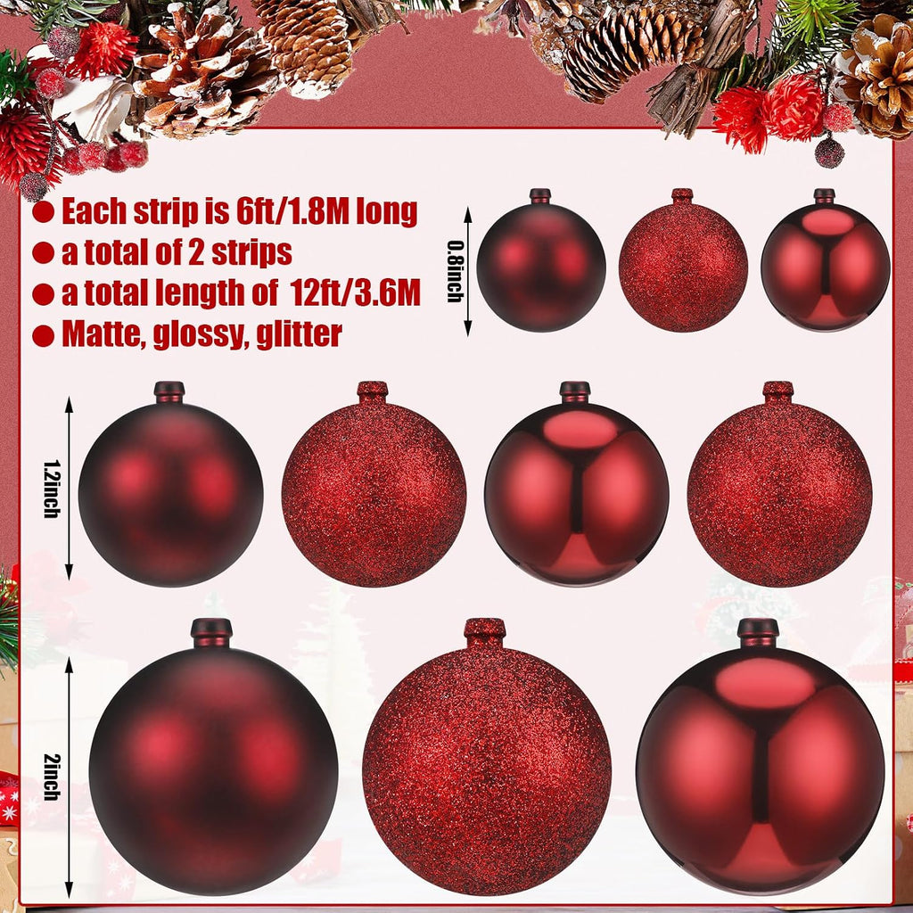 6 ft christmas ball ornament garland, burgundy shown in use