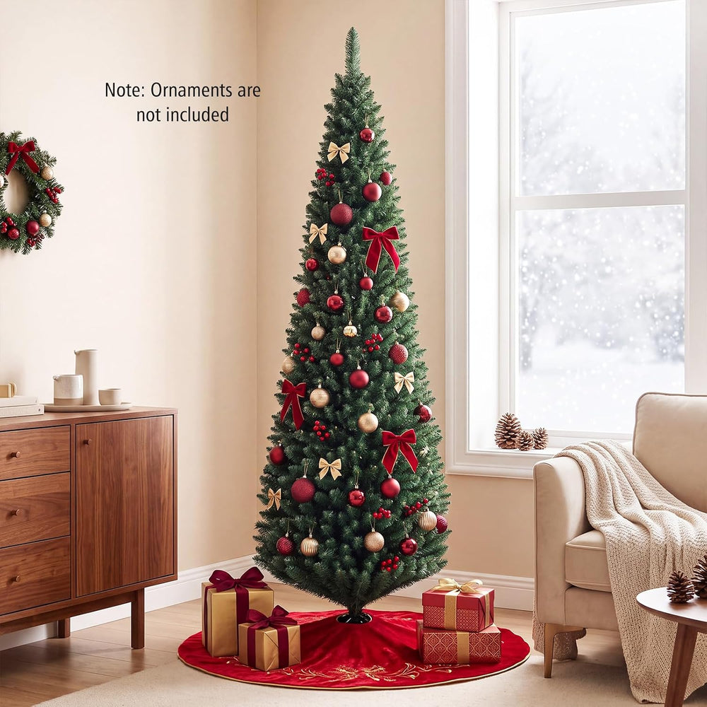 Goplus 7ft Artificial Slim Pencil Christmas Tree with 700 Lush Branch Tips