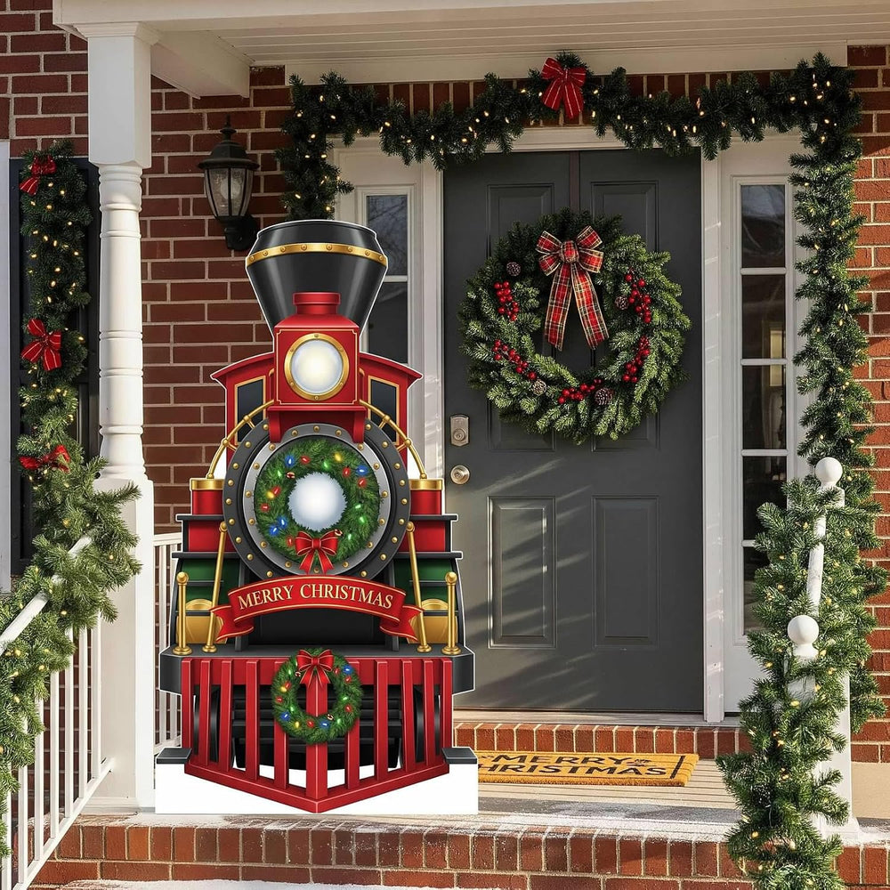 Christmas Train Engine Cardboard Cutouts, 4mm Corrugated Plastic Standee Deco...