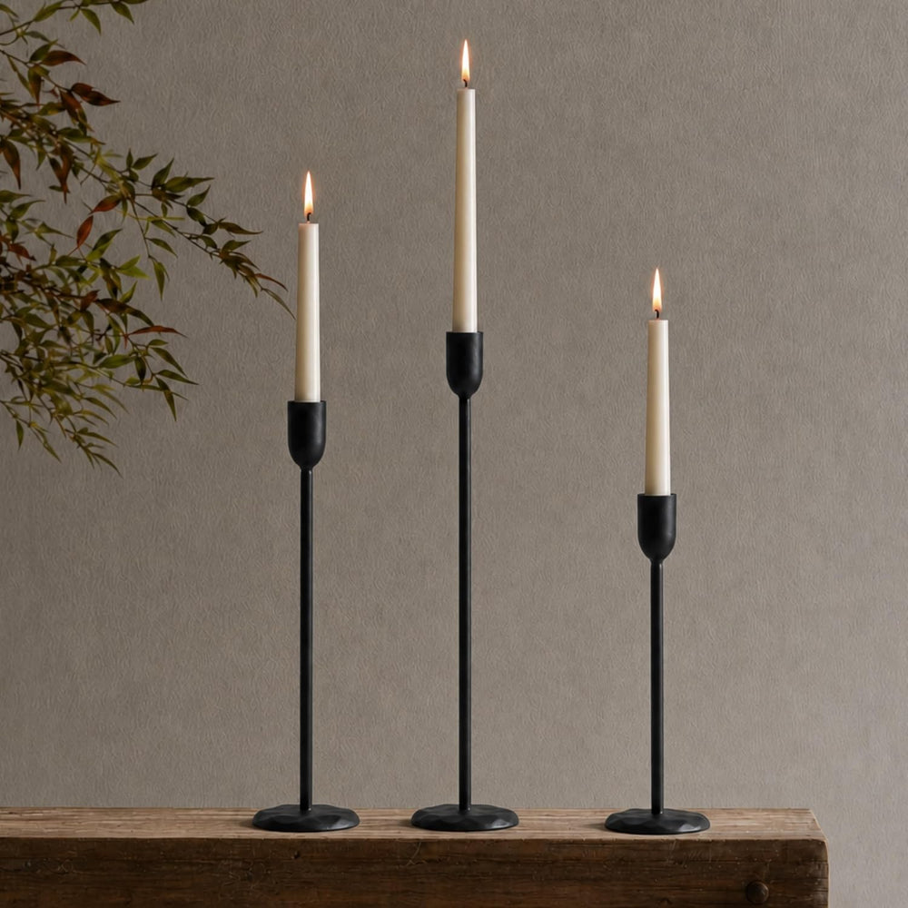 Black Candlestick Holders Set of 6 - Black Iron Candle Holders for Christmas,...