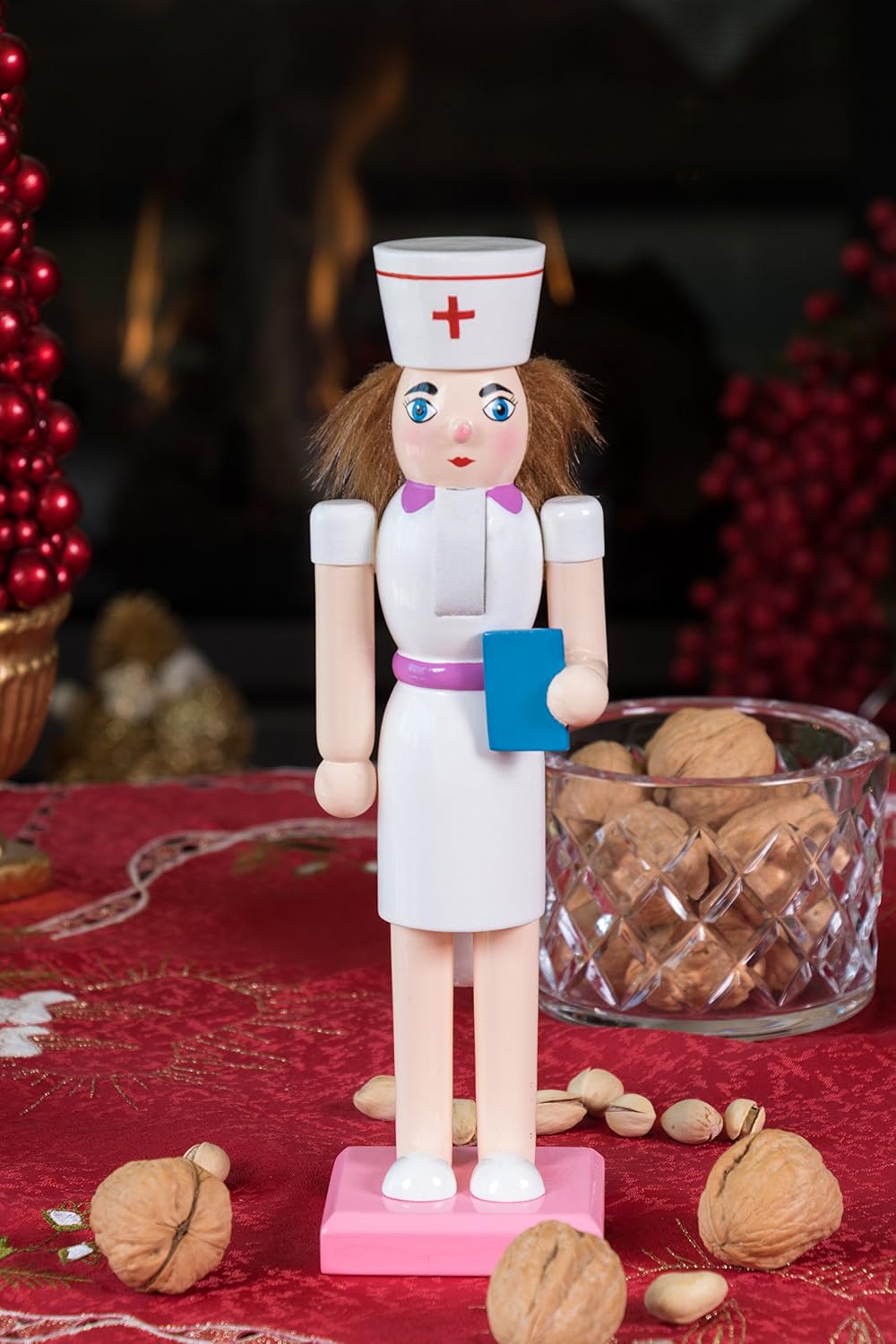 clever creations nurse 10 inch traditional wooden nutcracker showing dimensions