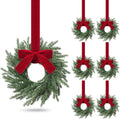 6 Pcs Christmas Small Norfolk Wreaths 12.6 Inch Xmas Pine Wreaths