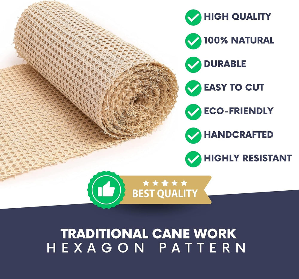 Natural Rattan Cane Webbing Roll – Prewoven Wicker Sheet for Furniture Repair...