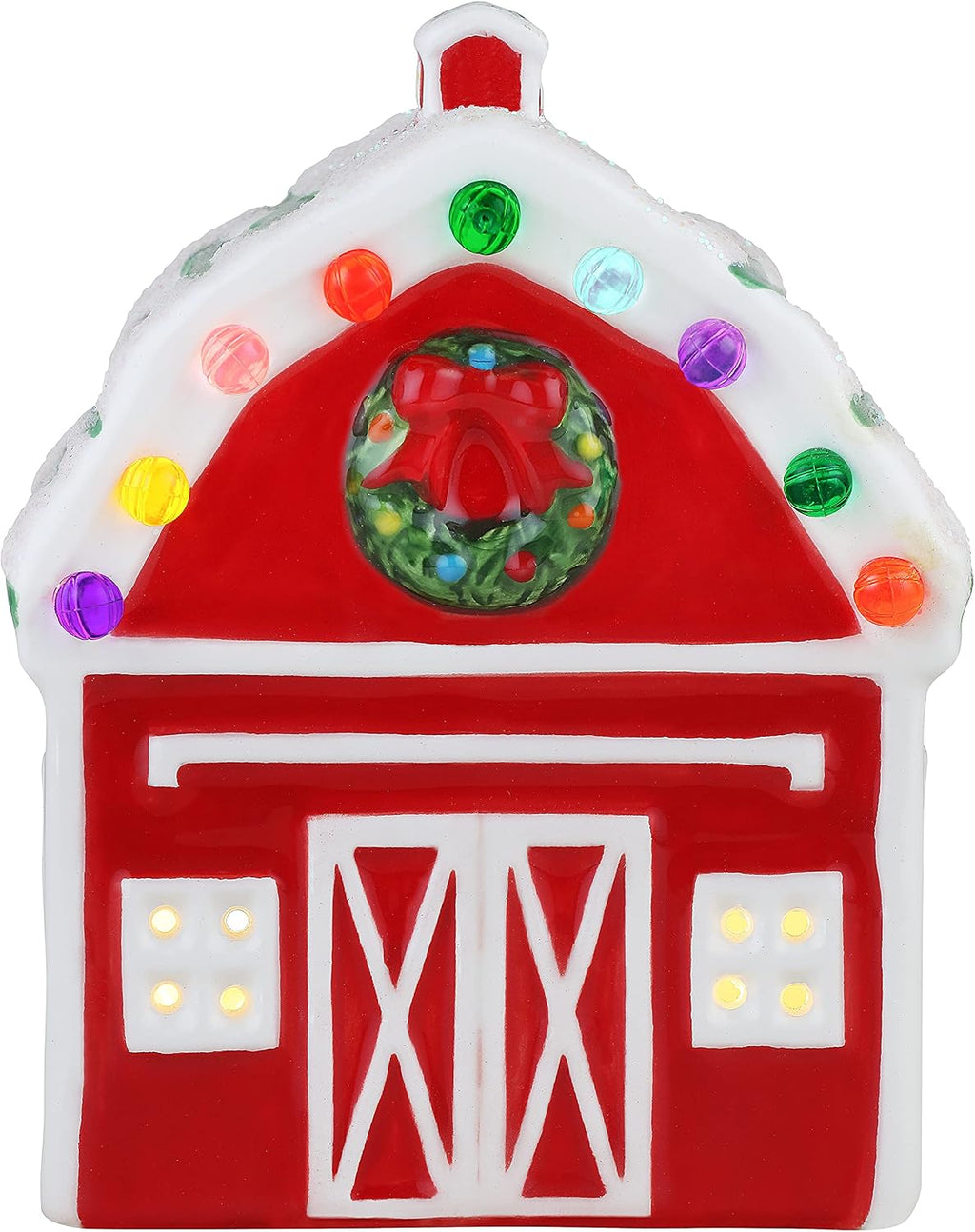 Mr. Christmas Ceramic Village Barn LED Decoration, 5 Inch