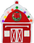 Mr. Christmas Ceramic Village Barn LED Decoration, 5 Inch