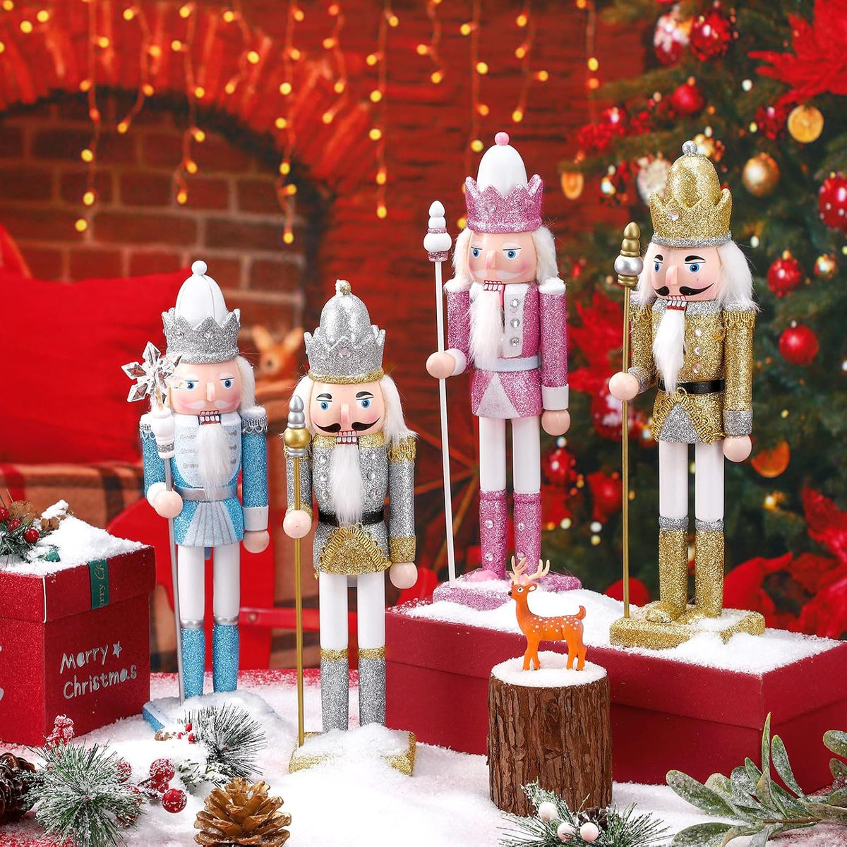 suzile 4 pcs 12 inch nutcracker christmas decorations, side view